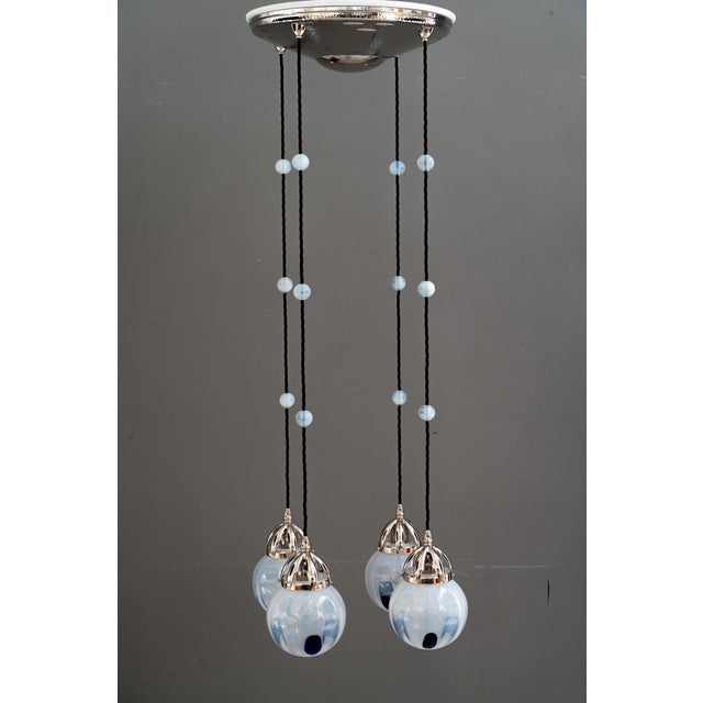 Metal Secession Chandelier attributed to Bakalowits & Sohne for Koloman Moser, 1903 For Sale - Image 7 of 18