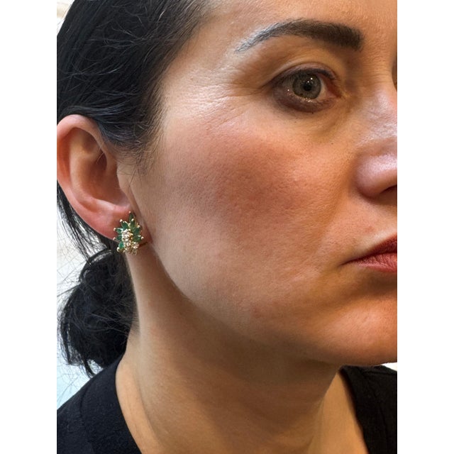 1.6Ct Natural Brazilin Marquise Emerald & 1.0 Ct Diamond Clip on Earring 18 KYG For Sale - Image 17 of 18