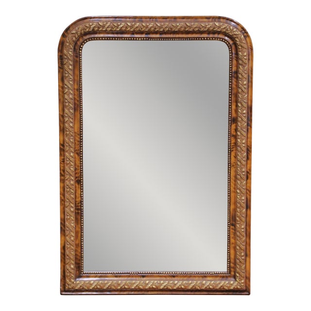19th Century French Louis Philippe Faux Tortoiseshell Wall Mirror For Sale