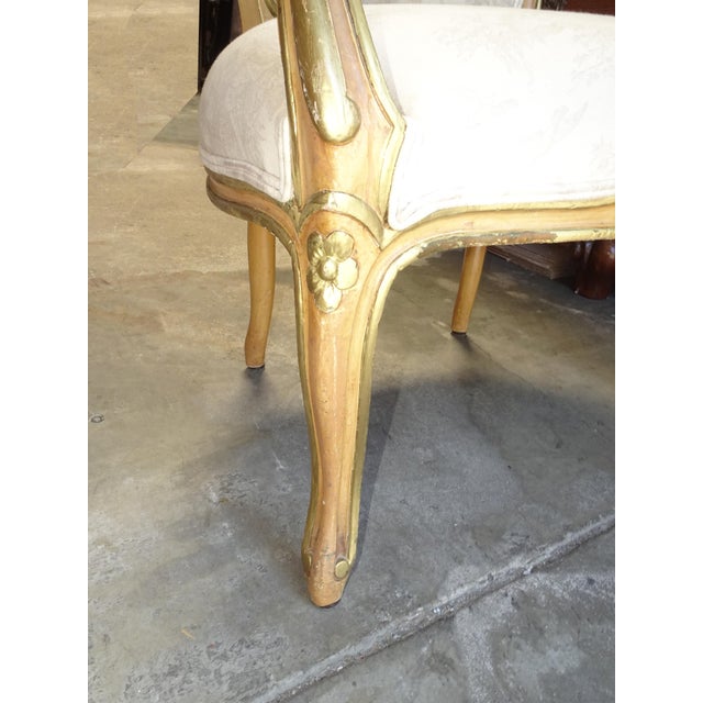 Vintage French Louis XVI Gold Gilt Off White Arm Chair For Sale - Image 11 of 15