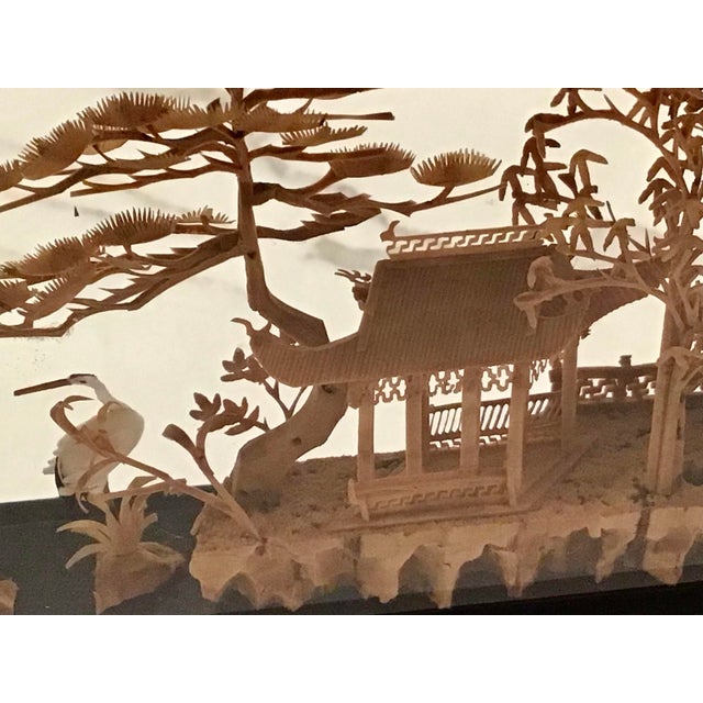 1940s Chinese San You Miniature Diorama Carved Cork Bucolic Scene For Sale - Image 4 of 7