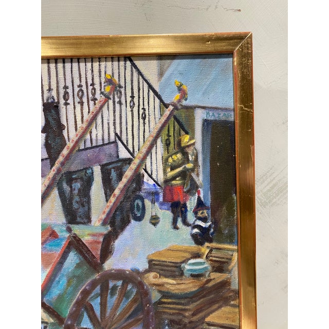 1970s Original Naive Surreal Study of Italian Toys Oil Painting in 22k Frame Signed For Sale In New York - Image 6 of 10