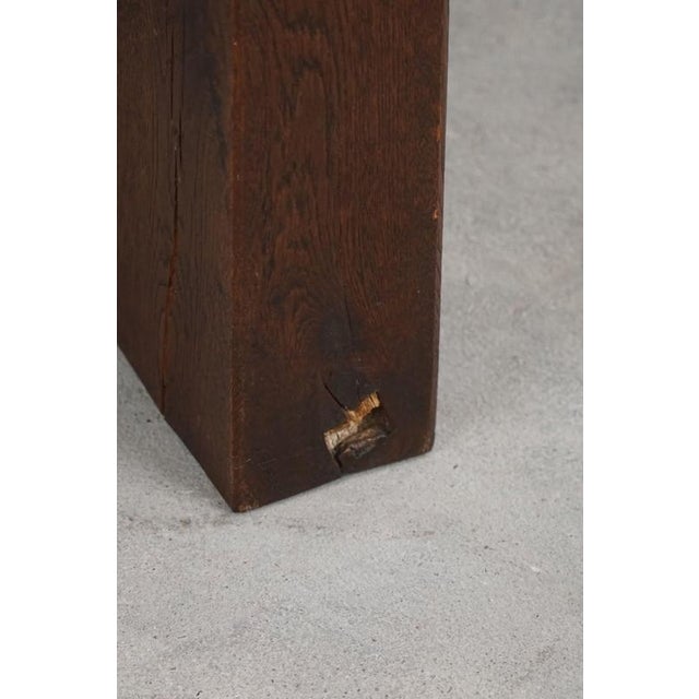 Brutalist French Round Coffee Table in Oak and Slate, 1970s For Sale - Image 13 of 17