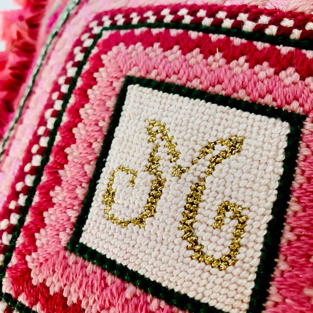 Vintage Ca 1960s Monogram M Or W Needlepoint Pillow Chairish