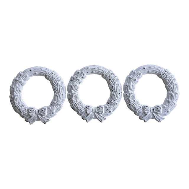 Vintage Cast Metal Christmas Wreaths - a Trio For Sale