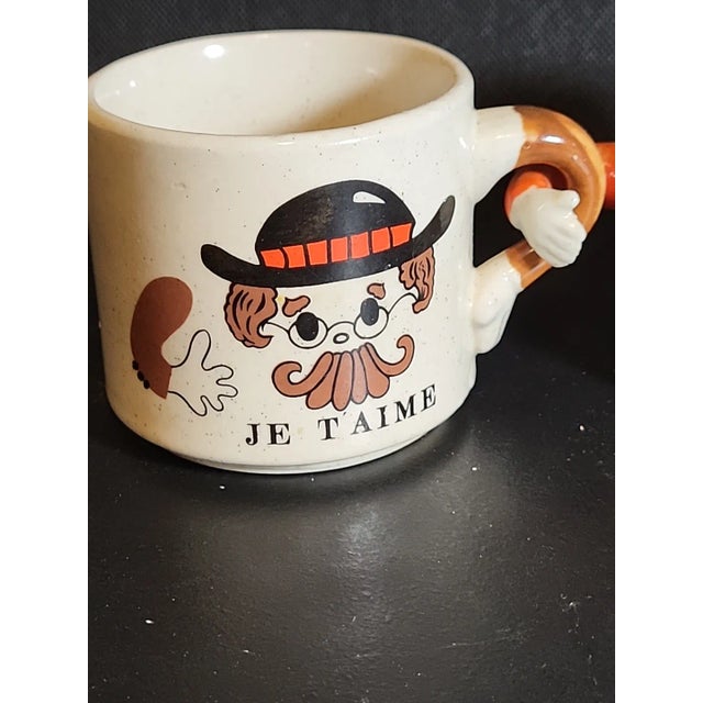 1970s Share Vintage Grés Stoneware Couple Mugs For Sale - Image 5 of 12