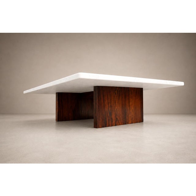White Limestone Coffee Table by Jorge Zalszupin in Rosewood & Marble, Brazil, 1959 For Sale - Image 8 of 18