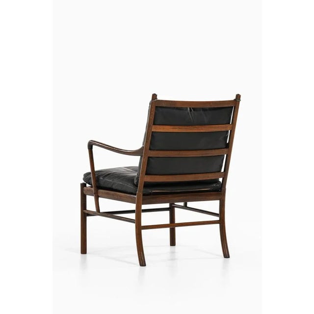 Easy Chair in Rosewood, Woven Cane and Original Leather attributed to Ole Wanscher, 1960s For Sale - Image 3 of 12