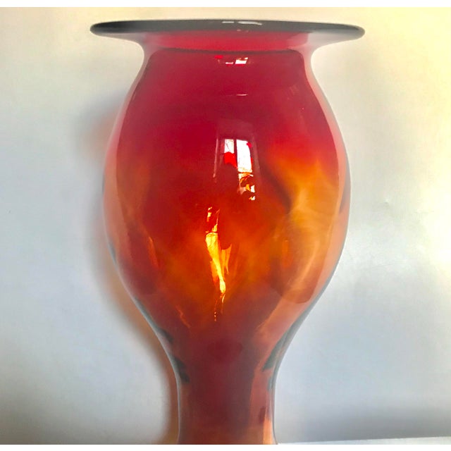 Early 2000s Blenko #2129 Amberina 19" Swirl Optic Floor Vase For Sale In New York - Image 6 of 7