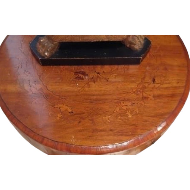 1 of 2 Antique Italian Neoclassical Walnut Inlaid Round Side Table Nightstands For Sale - Image 4 of 4