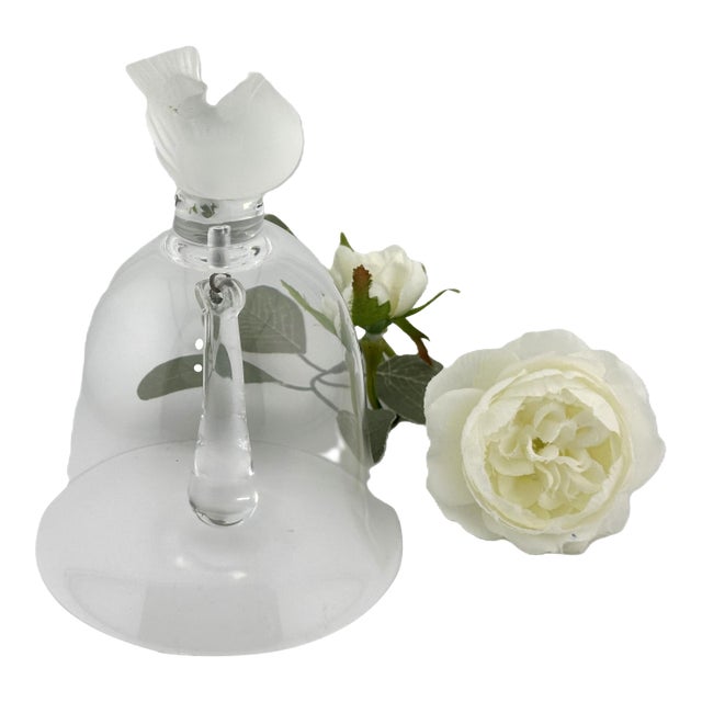 1960s Lalique Crystal Table Bell | Frosted Sparrow | Art Nouveau Style | Signed Lalique France For Sale