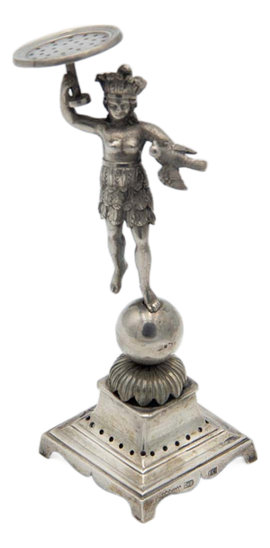 Silver Toothpick Holder with Pre-Columbian Female Figure