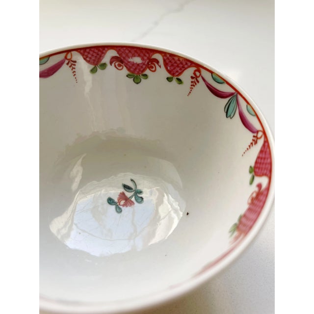 English Antique Porcelain 18th Century English Floral Sipper Handleless Tea Cup For Sale - Image 3 of 8