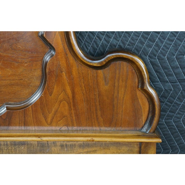 Brown Antique Victorian Renaissance Revival Walnut Burl Arched Full Size Headboard For Sale - Image 8 of 17