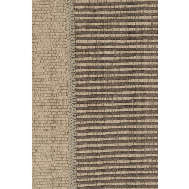 Contemporary Rug & Kilim's Accent Kilim With Textural Beige and Brown Stripes For Sale - Image 3 of 8