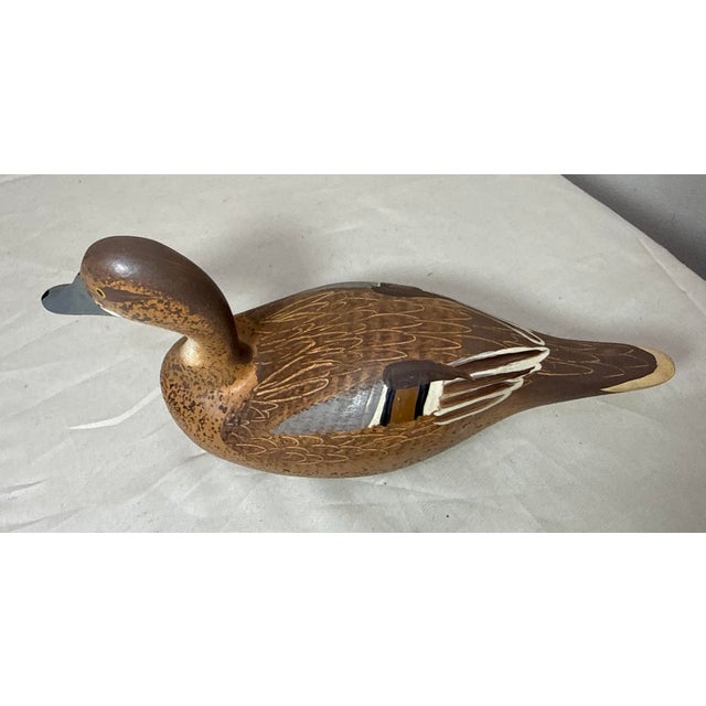 Vintage 1983 Hand Carved Wood Clarence Bauer Miniature Duck Decoy Sculpture For Sale - Image 4 of 8