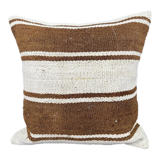 Turkish Hemp Pillow Cushion Natural Beige Brown Cushion Cover 20"x20" For Sale