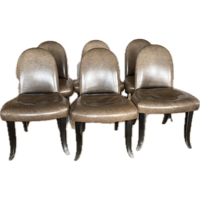 Vintage Italian Leather Dining Chairs Attributed to Donghia For Sale - Image 10 of 10