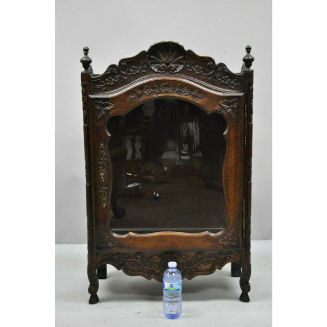 French Provincial Louis Xv Style Carved Walnut Small Curio Cabinet