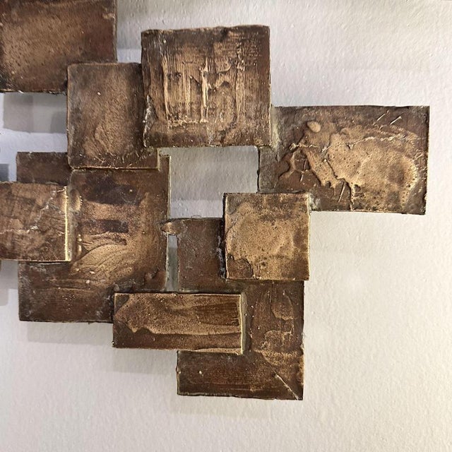 Brutalist Dutch Brutalist Textured Bronze Wall Relief, 1960s For Sale - Image 3 of 9