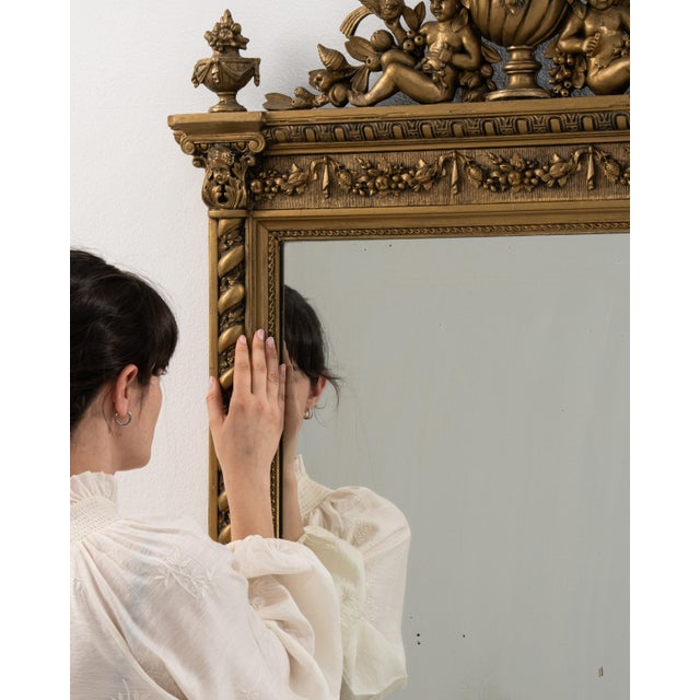 19th Century French Napoleon III Style Glitwood Wooden Wall Mirror France 19th Century For Sale - Image 10 of 10
