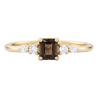 Smoky Quartz Stacking Ring • Minimalist Brown Gemstone Ring • Us 7 For Sale
