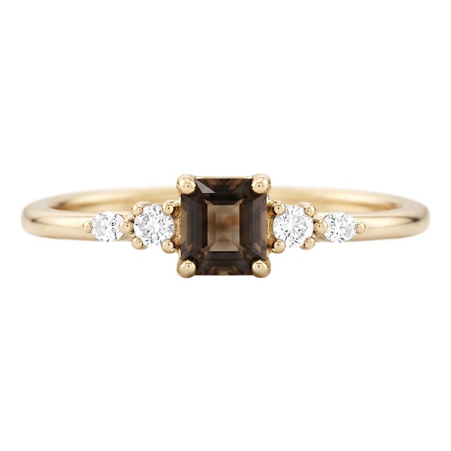 Smoky Quartz Stacking Ring • Minimalist Brown Gemstone Ring • Us 7 For Sale