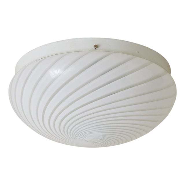 1970s Italian Swirled Murano Glass Flush Mount in the Manner of Vetri For Sale