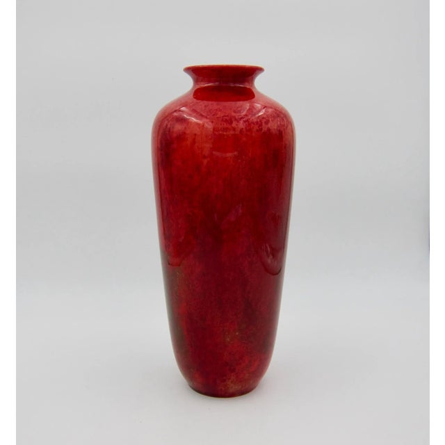 Ceramic Signed Fred Moore Royal Doulton Flambe Vase in Red and Gold For Sale - Image 7 of 13
