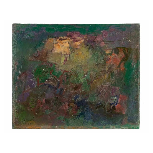 Enzo Brunori, Abstract Landscape, Oil Painting, 1960s For Sale