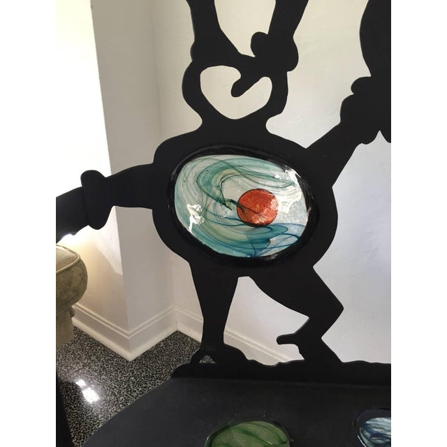 D & K Smith D & K Smith Modern Iron Settee with Inset Art Glass For Sale - Image 4 of 8