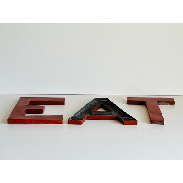 Metal Industrial Letter Sign EAT, 1950, Set of 3 For Sale - Image 7 of 14