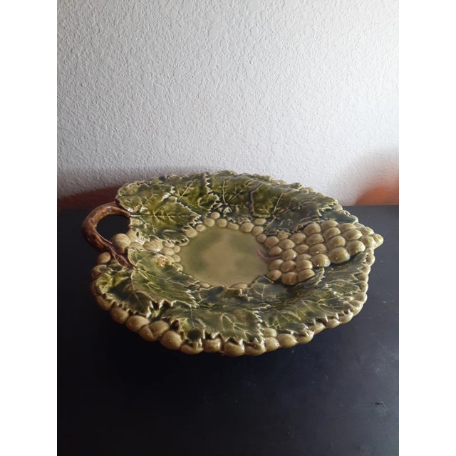 1970s 1970s Caldas Pottery Made in Portugal Grape Leaf Platter For Sale - Image 5 of 7