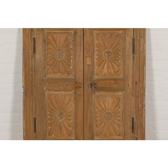 19th Century 19th Century Carved Window Retrofitted with Heavy Antiqued Mirror For Sale - Image 5 of 12