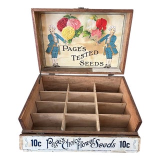Antique Wooden Page Seed Display Box- Early 20th Century For Sale