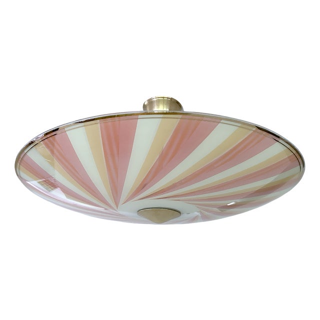 Large Mid-Century Modern Glass Pendant Light, 1970s For Sale