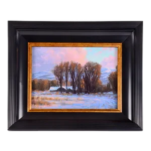 "Winter Homecoming" Joe Mancuso Landscape Oil Pastel Drawing, Framed