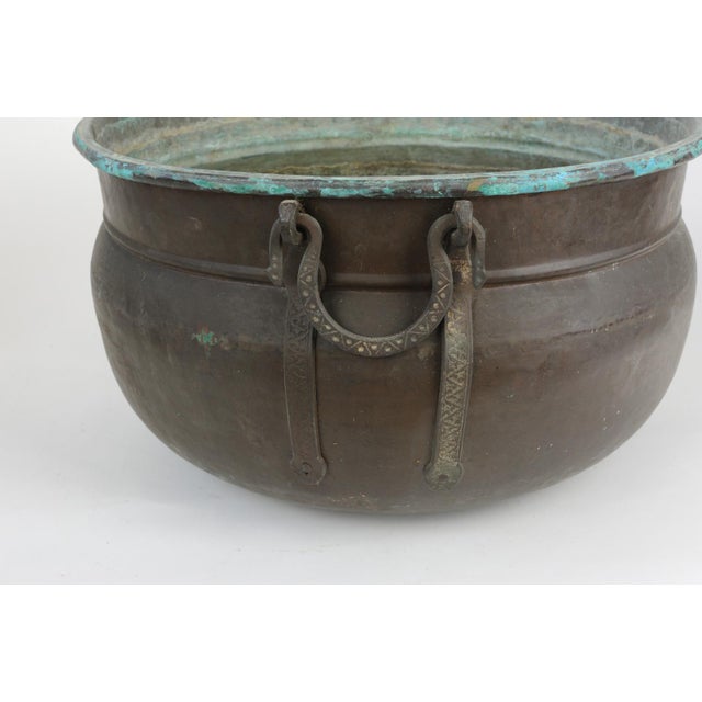 Copper Cauldron with Forged Handles For Sale - Image 3 of 14