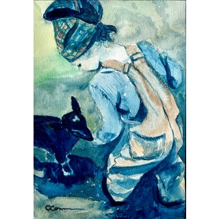 Giclee Fine Art PrintnWatercolor Fine Art Painting “Farm Kids” For Sale