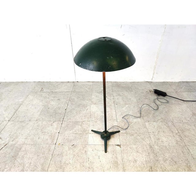 Forest Green Industrial Metal Floor Lamp, 1970s For Sale - Image 8 of 11