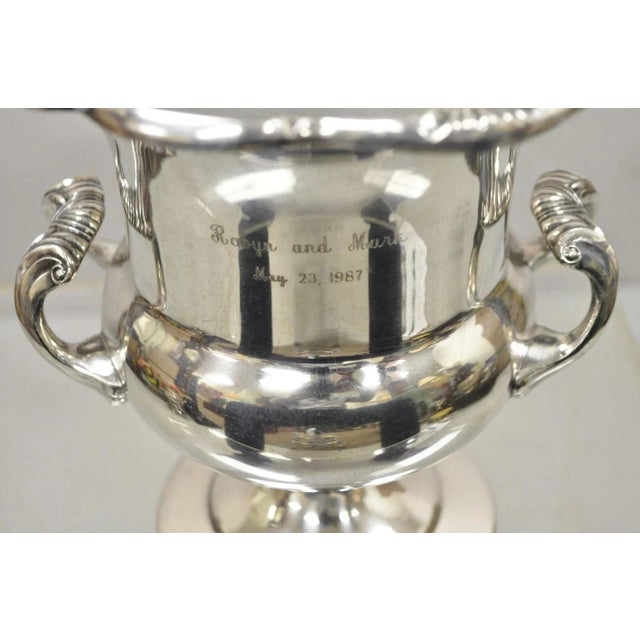 Silver Late 20th Century Fb Rogers Silver Plated Trophy Cup Champagne Wine Chiller Ice Bucket - Engraved For Sale - Image 8 of 12