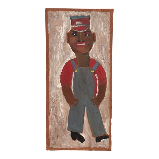 1980s Vintage Jimmy Lee Sudduth Folk Art Painting “Farmer” For Sale