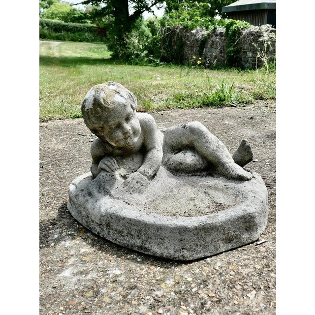 Garden Bird Bath with Small Child Feeding the Birds, 1950 For Sale - Image 3 of 8