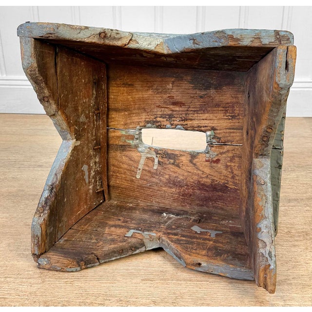 Antique Primitive Farmhouse Gray Floral Footstool For Sale - Image 12 of 12