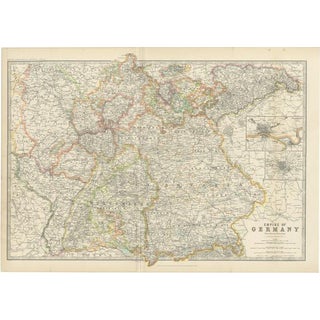Antique Map of Germany by Johnston, 1909 For Sale