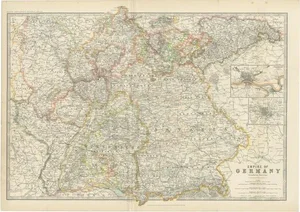 Antique Map of Germany by Johnston, 1909