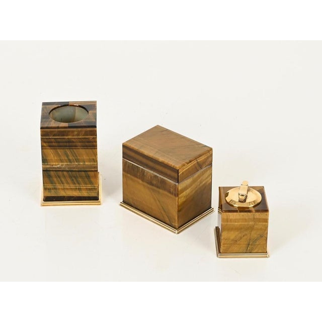 Tiger's Eye and Gilt 800 Silver Box from Gioielleria Mazzetti Milano, Italy, 1950s For Sale - Image 9 of 15