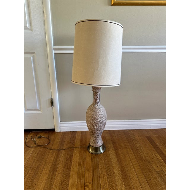 Mid-Century Modern Large Mid-Century Volcanic Foam Glaze Ceramic Table Lamp With Gold Luster Highlights – 1960s–70s For Sale - Image 3 of 12