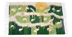 Snowy Egret Handmade Swedish Flat Weave Kilim Rug