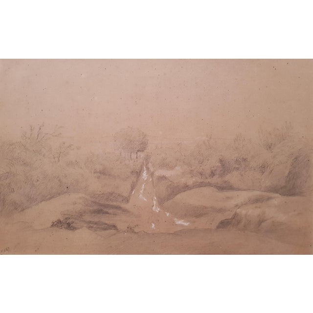 Mid 19th Century Rousseau Theodore - 1840 - Landscape With Rocks - Large Drawing For Sale - Image 5 of 14